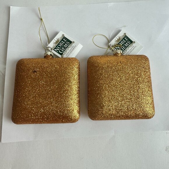 Two 3.5" Square Kurt S Adler Noble Gems Safari Lion & Zebra Glass Ornaments - Picture 4 of 5